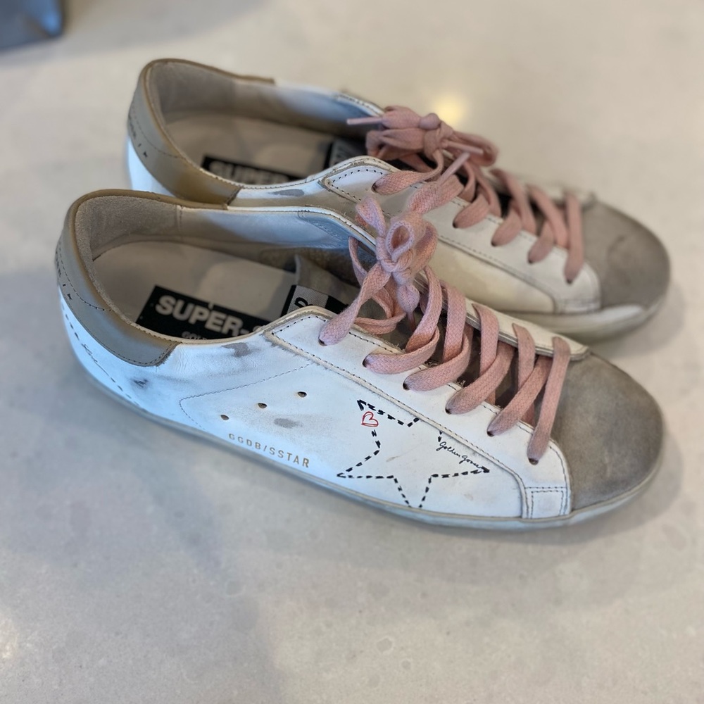 Golden Goose white star tennis shoes